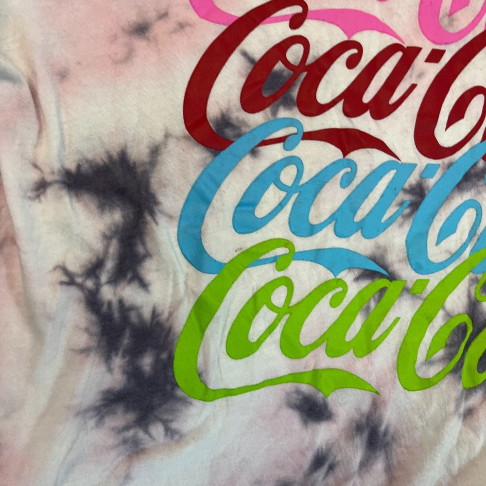 Coca Cola Shirt Womens Large Tie Dye Tee Cotton Long Sleeve Coke Logo Xmas - Picture 6 of 10